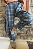 Patrick Plaid Brushed Cotton Barrel Pant Teal - **